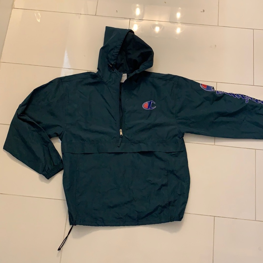 Teal Champion Medium rain pullover jacket